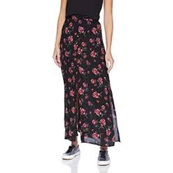 High Rise Floral Center Slit Maxi Skirt Size Small - Picture 3 of 10